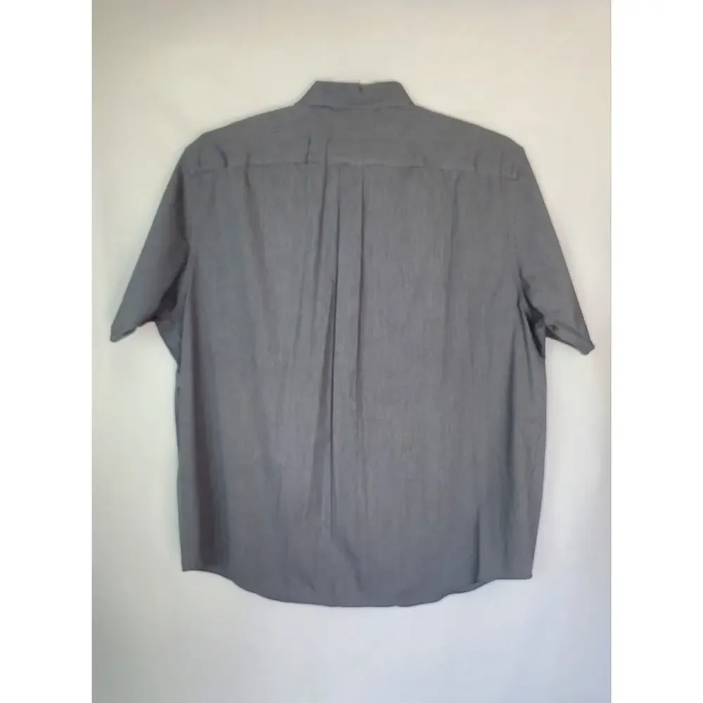 Roundtree & Yorke Gold Label Non-Iron NavyBlue PinStripe Short Sleeve Shirt 3XLT - Picture 3 of 9